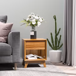 HOMCOM Bedside Table Storage Organizer Side Table with Drawer and Shelf Bedroom - Additional view 5