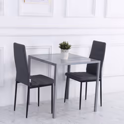 HOMCOM Modern Square Dining Table with Tempered Glass Top & Metal Legs