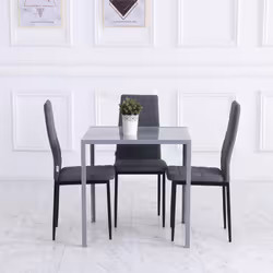 HOMCOM Modern Square Dining Table with Tempered Glass Top & Metal Legs - Additional view 5