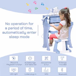 HOMCOM 37 Key Keyboard Battery Piano Kids Microphone Stool Educational Game
