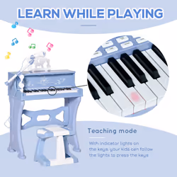 HOMCOM 37 Key Keyboard Battery Piano Kids Microphone Stool Educational Game - Additional view 4