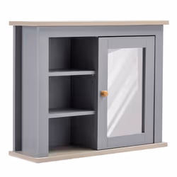 kleankin Bathroom Mirror Cabinet Storage Organizer Open Inside Shelves