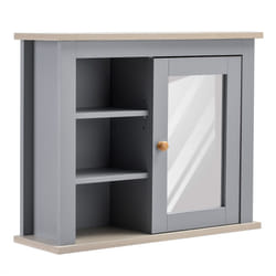 kleankin Bathroom Mirror Cabinet Storage Organizer Open Inside Shelves