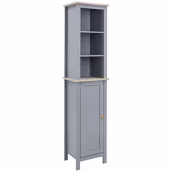 kleankin Bathroom Floor TallCabinet Storage Unit with Cupboard