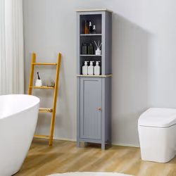 kleankin Bathroom Floor TallCabinet Storage Unit with Cupboard