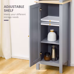 kleankin Bathroom Floor TallCabinet Storage Unit with Cupboard