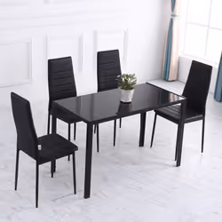 HOMCOM Modern Rectangular 4 Seater Dining Table w/ Tempered Glass Top - Additional view 5