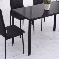 HOMCOM Modern Rectangular 4 Seater Dining Table w/ Tempered Glass Top - Additional view 7
