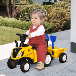 HOMCOM Ride On Tractor Toddler Walker Foot To Floor Slider 12-36 Months Yellow