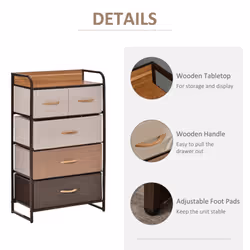 HOMCOM Closet Dresser, Dresser Tower With 5 Linen Fabric Drawers Steel Frame - Additional view 4