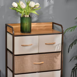 HOMCOM Closet Dresser, Dresser Tower With 5 Linen Fabric Drawers Steel Frame - Additional view 5