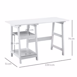 HOMCOM Computer Writing Desk w/ Shelf PC Workstation for Home Office White