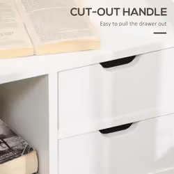 HOMCOM Modern Bedside Table w/2 Drawer and Storage Shelves Chest for Bedroom