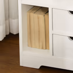 HOMCOM Modern Bedside Table w/2 Drawer and Storage Shelves Chest for Bedroom - Additional view 6