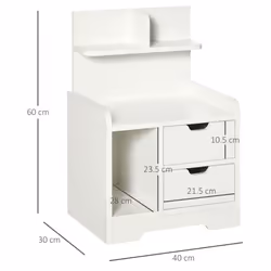 HOMCOM Modern Bedside Table w/2 Drawer and Storage Shelves Chest for Bedroom - Additional view 8