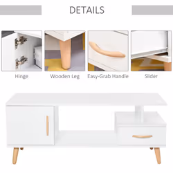HOMCOM Modern Minimalism Storage Coffee Table Wooden Living Room
