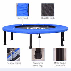 HOMCOM Î¦91cm Fitness Trampoline Exercise, Max Load 100 KG, Blue Black