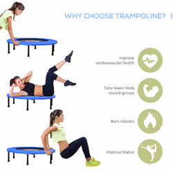 HOMCOM Î¦91cm Fitness Trampoline Exercise, Max Load 100 KG, Blue Black - Additional view 4
