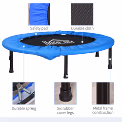 HOMCOM Dia. 101cm Fitness Trampoline Exercise, Max Load 100 KG, Blue Black