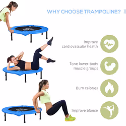 HOMCOM Dia. 101cm Fitness Trampoline Exercise, Max Load 100 KG, Blue Black