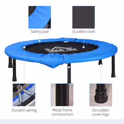 HOMCOM Dia. 96cm Fitness Trampoline Exercise, Max Load 100 KG, Blue Black