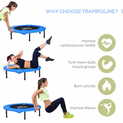 HOMCOM Dia. 96cm Fitness Trampoline Exercise, Max Load 100 KG, Blue Black
