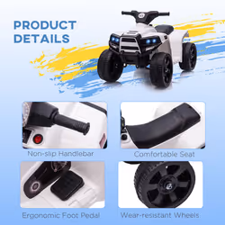 HOMCOM 6 V Kids Ride on Cars Electric ATV for 18-36 months Toddlers White+Black
