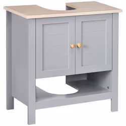 kleankin Bathroom Under Sink Cabinet with Adjustable Shelf, White, Grey - Additional view 8