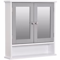 kleankin Wall Mounted Mirror Cabinet W/ Double Mirror Doors & Shelf