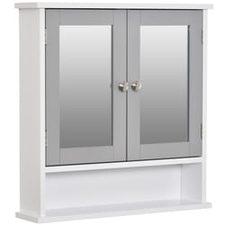 kleankin Wall Mounted Mirror Cabinet W/ Double Mirror Doors & Shelf