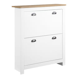 HOMCOM 2 Drawer Shoe Cabinet Narrow Shoe Cupboard with Flip Doors