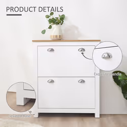 HOMCOM 2 Drawer Shoe Cabinet Narrow Shoe Cupboard with Flip Doors - Additional view 5