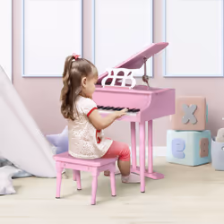 HOMCOM 30 Keys Mini Kids Piano with Music Stand and Bench Best Gifts Toy