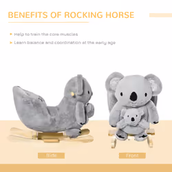 HOMCOM Kids Plush Ride-On Rocking Horse Koala-shaped Toy w/ Gloved