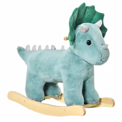 HOMCOM Kids Plush Ride-On Rocking Horse Triceratops-shaped