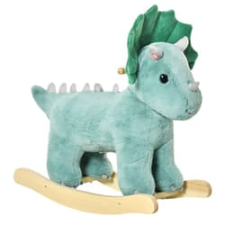 HOMCOM Kids Plush Ride-On Rocking Horse Triceratops-shaped