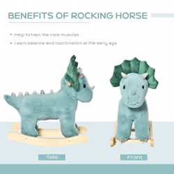 HOMCOM Kids Plush Ride-On Rocking Horse Triceratops-shaped
