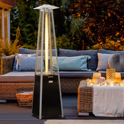 Outsunny 11.2KW Patio Gas Heater Pyramid Heater w/ Regulator Hose & Cover Black