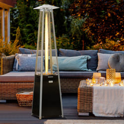 Outsunny 11.2KW Patio Gas Heater Pyramid Heater w/ Regulator Hose & Cover Black