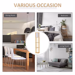 HOMCOM Floor Lamp Reading Lamp with 3-Tier Storage Shelf for Home Office Natural - Additional view 4