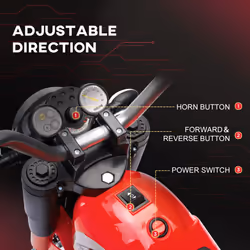 HOMCOM Kids 6V Electric Motorcycle Ride-On Toy Battery 18 - 36 Months Red