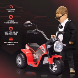 HOMCOM Kids 6V Electric Motorcycle Ride-On Toy Battery 18 - 36 Months Red