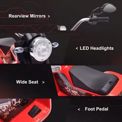 HOMCOM Kids 6V Electric Motorcycle Ride-On Toy Battery 18 - 36 Months Red - Additional view 4