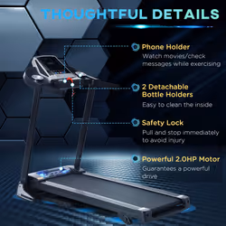 HOMCOM Folding 12km/h Electric Treadmill Running Machine w/ Incline LED Display - Additional view 5