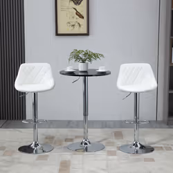 HOMCOM Round Height Adjustable Bar Table Counter Pub Desk Metal Base