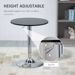HOMCOM Round Height Adjustable Bar Table Counter Pub Desk Metal Base