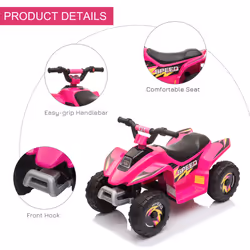 HOMCOM 6V Kids Electric Ride on Car for 18-36 Months Toddlers Pink