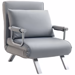 HOMCOM Single Folding 5 Position Convertible Sleeper Chair Bed Light Grey - Additional view 6