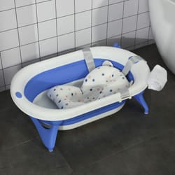 HOMCOM Foldable Baby Bath Tub Ergonomic with Temperature-Induced Water Plug