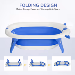 HOMCOM Foldable Baby Bath Tub Ergonomic with Temperature-Induced Water Plug